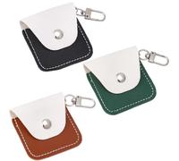 CALFOVERA Porte Bague en Cuir PU 3 Couleurs Porte Clés Pochette de Rangement pour Bijoux Étui Portable Vintage pour Bague de Mariage Porte Clés pour Médiators de Guitare Cadeau pour Femmes et Hommes