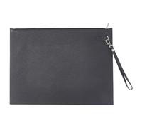 CALFOVERA Porte Documents A4 en Cuir PU avec Dragonne Amovible Noir Fin Imperméable à Fermeture Éclair Idéal pour Ranger Reçus Contrats Fournitures de Bureau et Tablettes.