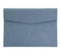 CALFOVERA Porte Documents A4 en Cuir PU avec Fermeture à Pression Bleu Étanche Organiseur de Fichiers Pochette de Rangement pour Reçus Contrats Papeterie Tablette Entreprise