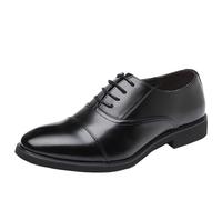 Calfskin Leather Dress Shoes for Men Lace-up Round Toe Low Top Casual Formal Footwear for Office and Daily Wear(40 EU)