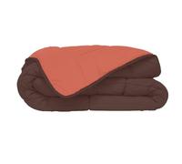 CALGARY - Couette Chaude Microfibre 400 gr/m2 - Marron et Orange - 200 x 200 cm