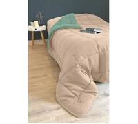 Calgary Couette Chaude Microfibre 400g/M² Beige Galet & Vert Lac 240x260cm