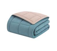 CALGARY - Couette Chaude Microfibre 400gr/m² - Beige Galet & Vert Lac - 240 x 260 cm