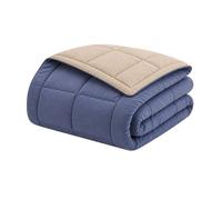 CALGARY - Couette Chaude Microfibre 400gr/m² - Pétrole et Mastic - 220 x 240 cm