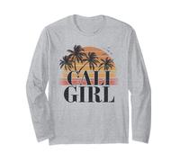 Cali Girl Tshirt California Beach Summer Vacation 70S Retro Manche Longue