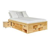CALI - Lit 160x200cm multi-rangement Bois Massif - Altobuy Beige, Beige G