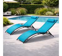 Concept Usine – Lot de 2 transats Cali ajustables acier 81 cm gris et bleu