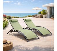 Concept Usine – Lot de 2 transats Cali ajustables – Gris et kaki