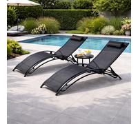 Concept Usine Transats Cali – Lot de 2 ajustables acier 81 cm Qualité premium Noir