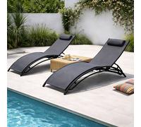 Concept Usine Transats Cali - Lot de 2 ajustables en acier noir et gris 81 cm