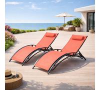 Concept Usine – Lot de 2 transats ajustables Cali – Acier – Noir et terracota