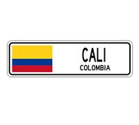Cali, panneau de rue Colombie, drapeau colombien, ville, campagne, mur, cadeau, panneau de rue, 10,2 x 40,6 cm