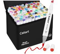 Caliart 121 Colors Alcohol Based Markers, Dual Tip (Brush & Chisel) Permanent Artist Art Markers Sketch Markers for Adult Kid Coloring Book and Illustration, Plus 1 Colorless Alcohol Marker Blender