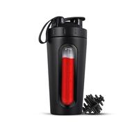 CALIBAN Bouteilles shaker pour mélanges de protéines en acier inoxydable qui ne restent pas froids/chauds, fenêtre visible en métal, facile à installer, facile à utiliser