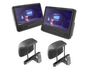 Caliber 2 Lecteur DVD Portables avec Support d'appui-tête - Port USB MPD298 - Écran de 9 Pouces - Utilisez séparé ou synchronisé - Plug Jack AUX 3.5 - Noir - 227 x 171 x 38 mm