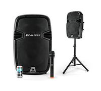 Caliber Bluetooth Party Enceinte - Box Music - Karaoke Set - AUX, SD et entrée USB - y Compris Standard - HPA605BT - 250 Watt - avec Le Microphone - Une durée de Vie de la Batterie de 3 Heures - Noir