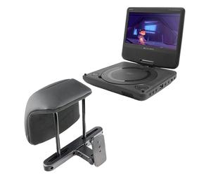Caliber Lecteur DVD Portable avec Support d'appui-tête - Port USB MPD107 - Écran de 7 Pouces - Résolution 840 x 480-2 Heures de Vie de la Batterie - Noir - 180 x 150 x 41 mm