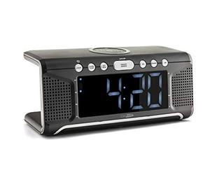 Caliber Radio réveil - Double Alarme - Bluetooth - FM - Écran LED graduable - Chargeur Induction - Technologie Qi - Noir - 218 x 88 x 94 mm