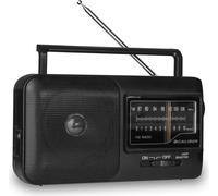 Caliber Retro 3000 Radio portable - Piles ou cordon d'alimentation - Radio AM/FM avec poignée et prise casque - Noir (HPG317R-B)