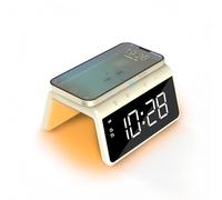 Caliber Réveil Numérique avec Lumière, Double Alarme, Chargeur sans Fil Rapide, Horloge Numérique Lumineuse - Idéal pour Enfants et Adultes