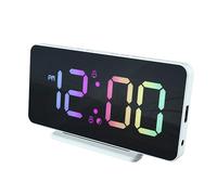 Caliber Réveil numerique - Reveil Digital - Double Alarme - Chargeur USB - Grand Écran Multicolore - Blanc
