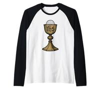 Calice Divin catholique et hôte avec christogramme IHS Manche Raglan