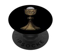 Calice Divin catholique et hôte avec christogramme IHS PopSockets PopGrip Adhésif
