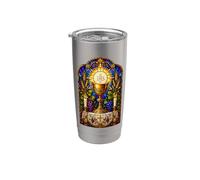 Calice et eucharistie gothique catholique mosaïque art art Gobelet isotherme en acier inoxydable double paroi