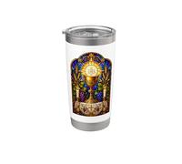 Calice et eucharistie gothique catholique mosaïque art art Gobelet isotherme en acier inoxydable double paroi