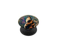 Calico Cat Art Nouveau Floral PopSockets PopGrip Adhésif