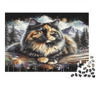 Calico Cat Landscape 100% Recycled Cardboard Cat on Sunlit Rock 1000 Piece Jigsaws for Adults Unique Classic Educational Games 70x50cm/1000pcs