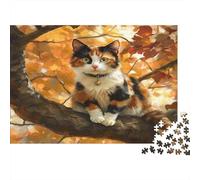 Calico Cat sur la Branche 1000 Pièce S Papier Écologique Puzzle Premium pour Adultes Décompression Éducative Idée Cadeau Décoration Murale 52x38cm/1000pcs