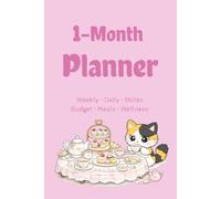 Calico Cat-Themed Illustrated 1-Month Planner (Pink Cover): 6x9" 100 pages | Undated Monthly Planning and Tracking with Hourly Schedule