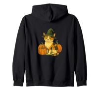 Calico Cat Witch Halloween Citrouille Patch Magic Sweat à Capuche