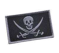 Calico Jack Skull Pirate Jolly Roger Morale Tactical ISAF Embroidery Fastener Patch