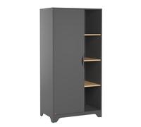 Calicosy - Armoire 1 Porte avec 2 Étagères et Penderies Réglables en Hauteur avec 3 Étagères Ouvertes - Pieds en Chêne - Fabriqué en Europe - L88,5 x P52 x H179,5 cm