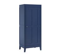 CALICOSY - Armoire 1 Porte avec Étagères et Penderie L80.5 x H196.8 cm - Milenne - Bleu-Bleu