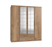 CALICOSY - Armoire 2 portes 2 portes miroir et 2 tiroirs - L179 cm - Chêne artisan