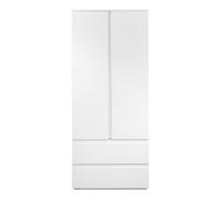Armoire Image 60A - 2 portes battantes - 2 tiroirs - Blanc Mat - L80 x H191 x P55 cm