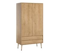 CALICOSY - Armoire 2 Portes 2 Tiroirs L100 x H191 cm - Bosque - Chêne clair-Chêne clair