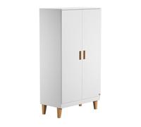 CALICOSY - Armoire 2 Portes avec 2 Étagères et 1 Penderie L100 x H186.5 cm - Lounge - Blanc-Blanc