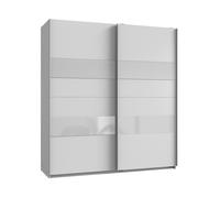 CALICOSY - Armoire 2 portes coulissantes avec insert - L180 cm - Blanc