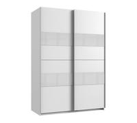 CALICOSY - Armoire 2 Portes Coulissantes avec Penderie - L135 cm - Blanc-Blanc