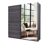 CALICOSY - Armoire 2 portes coulissantes dont 1 miroir - L180 cm - Gris