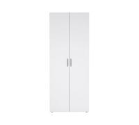 CALICOSY - Armoire 2 portes décor chêne et blanc brillant H201 cm - LANA - Blanc