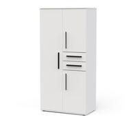 CALICOSY - Armoire 3 portes et 2 tiroirs H188 cm NAYA - Blanc