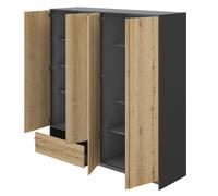 CALICOSY - Armoire 4 portes et 1 tiroir MIMIZAN L197 cm - Fabrication Française - Chêne