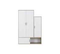 CALICOSY - Armoire 4 portes H195 cm - ERWAN - Blanc/Bois