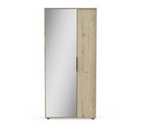 CALICOSY - Armoire à chaussures 2 portes et 1 miroir L82,8 cm - EBONY - Chêne royal foncé-Chêne royal foncé