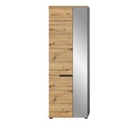 CALICOSY - Armoire penderie 2 portes dont 1 miroir L65 cm - CANU - Bois clair